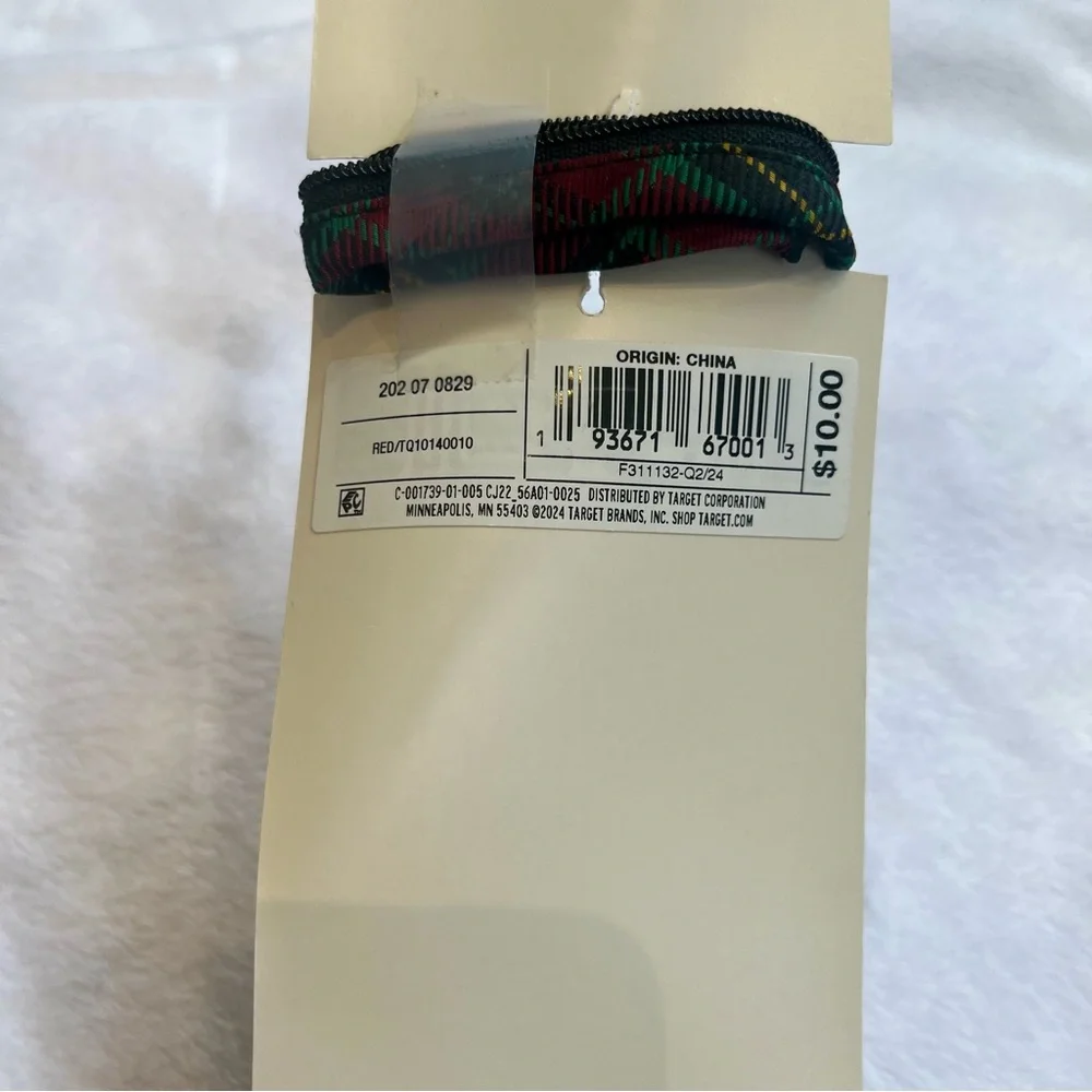 3/$15* Boy's Plaid Tie in Burgundy and Green